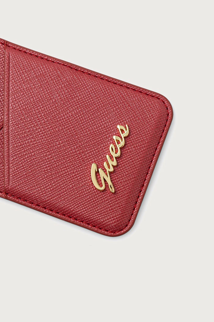 Guess Etui na karty z imitacji skóry GUWMSSASLRE czerwony AW26