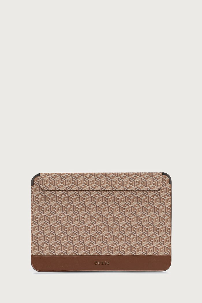 Guess Pokrowiec na laptopa z imitacji skóry brązowy GUCS16HGCFSEW