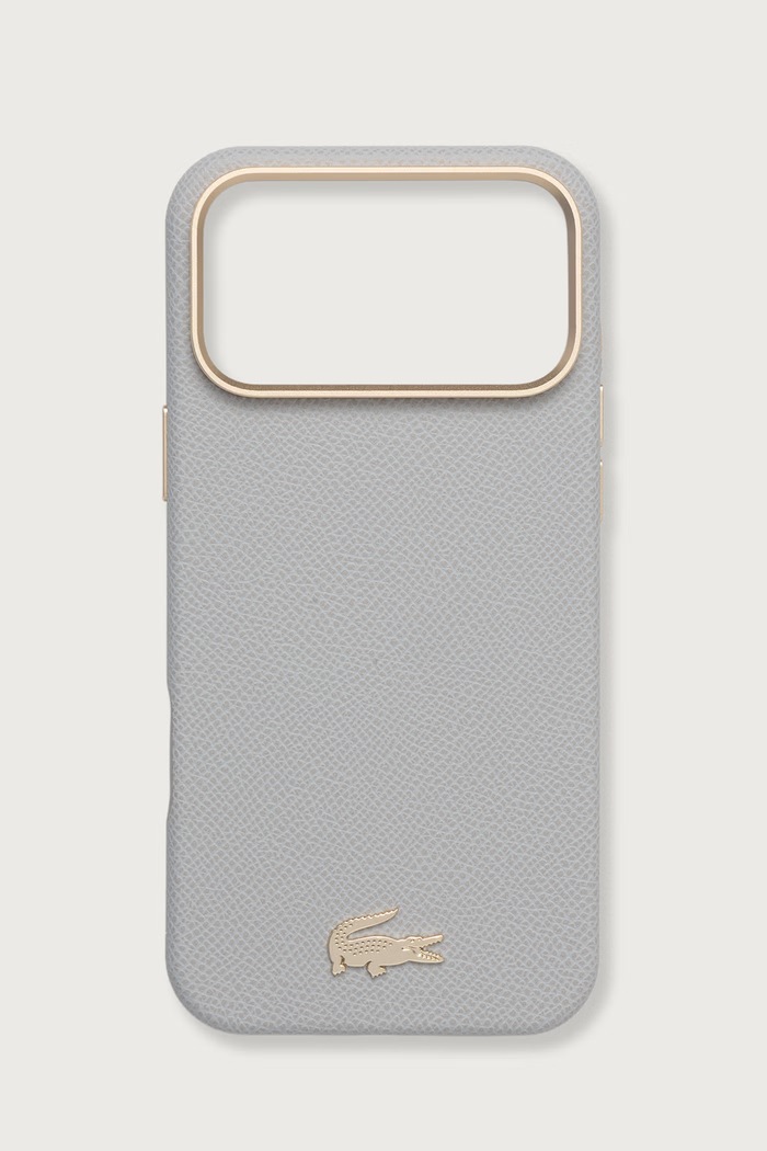 Lacoste Etui na telefon z imitacji skóry iPhone 17/18 Pro Max szary LCHMP18X6PSWCEG