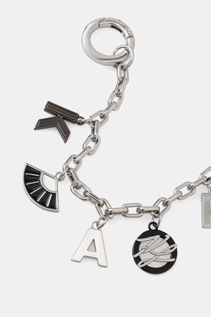 Karl Lagerfeld klíčenka kovová bez kamene K/AUTOGRAPH B3W50058 stříbrná AW26