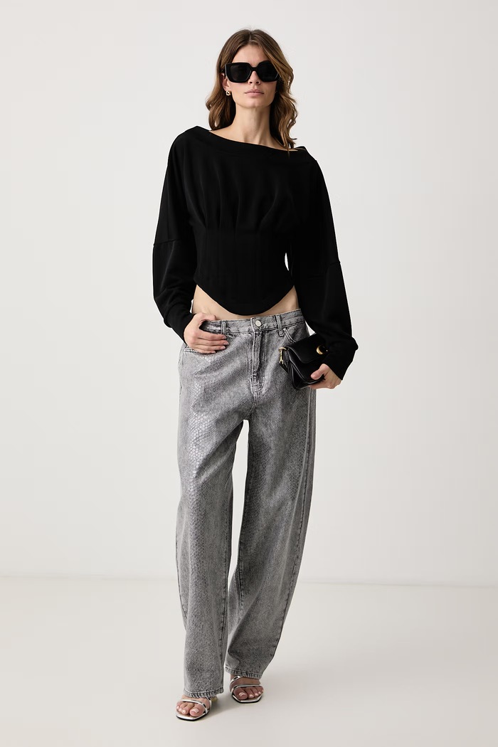 Haveone Bluzka gorsetowa damska FSO.R005 czarny AW26