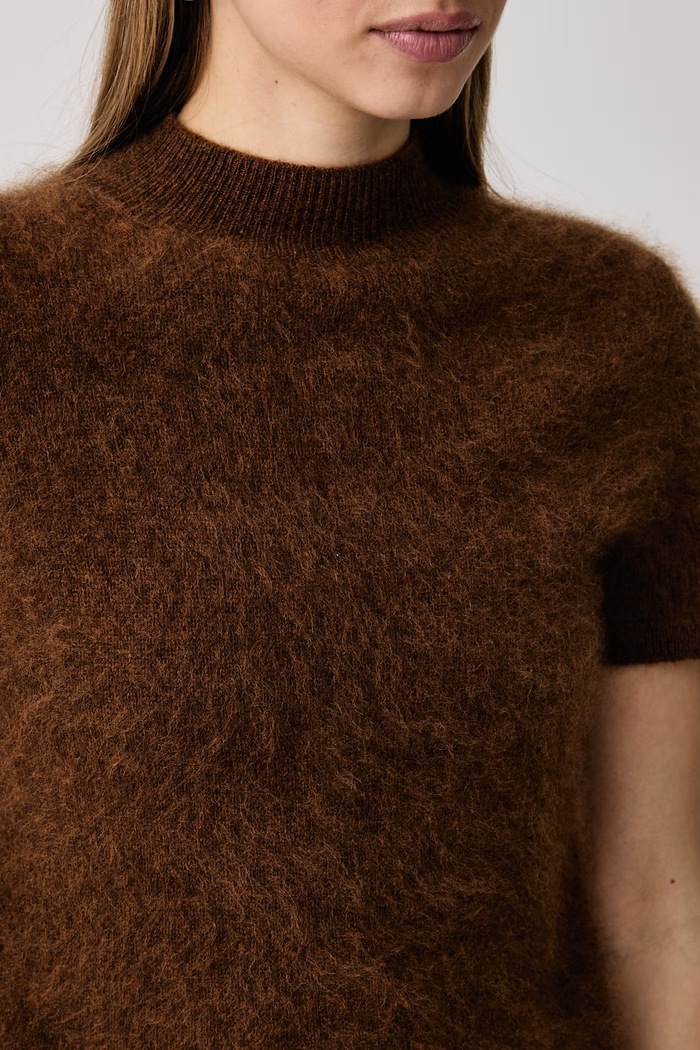 Sweter z krótkim rękawem damski wełniany Joseph Ribkoff 264966 brązowy