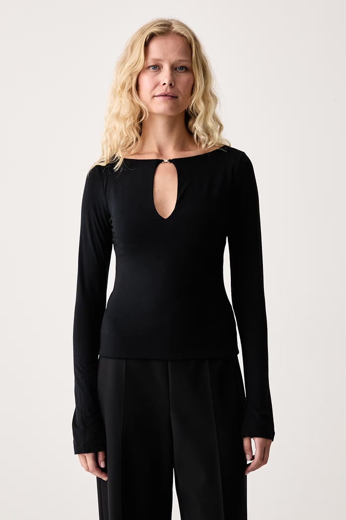 Le Privé Bluzka damska z modalem SABINE TOP NOIR czarny LP00837