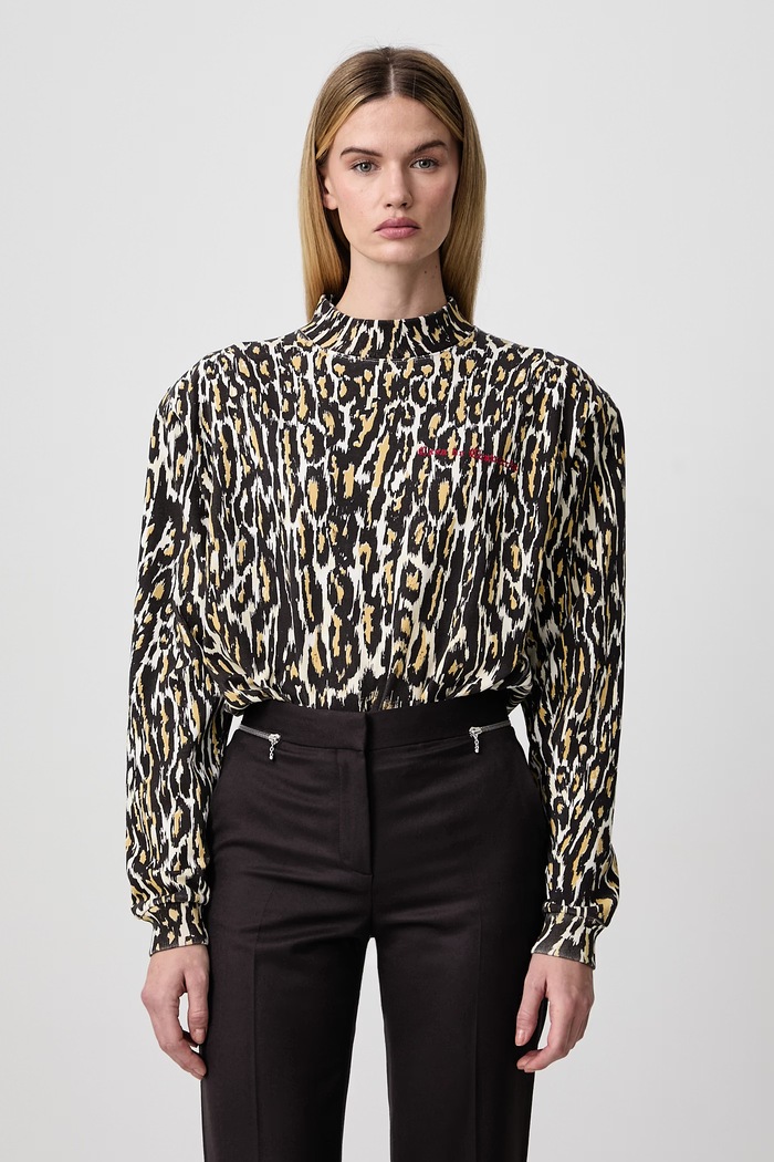 Willy Chavarria CHEETAH body da donna in cotone con motivo di animali beige MWJTE005.061N