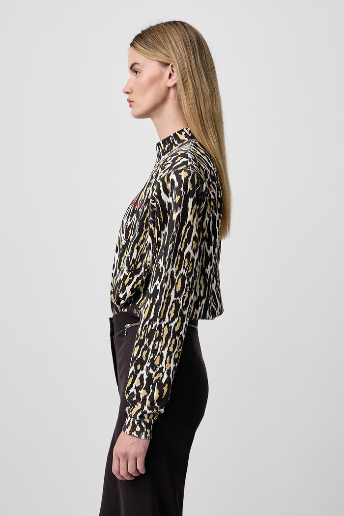 CHEETAH body da donna in cotone con motivo di animali Willy Chavarria MWJTE005.061N beige