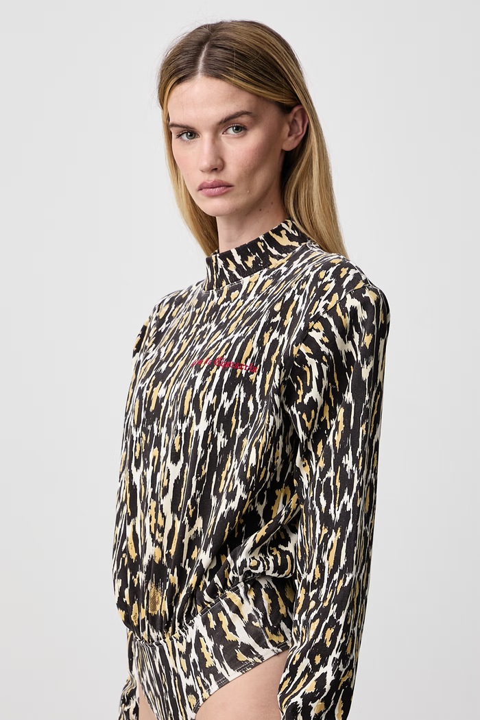 CHEETAH body da donna in cotone con motivo di animali Willy Chavarria beige MWJTE005.061N