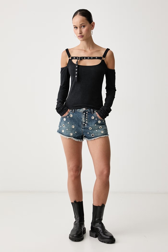 The Ragged Priest Top damski z bawełną RPAW261044JS czarny AW26