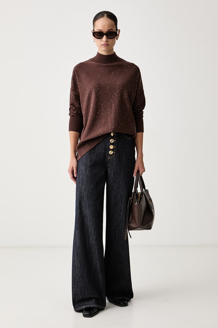 Joseph Ribkoff Sweter damski z wiskozą 264930 brązowy AW26