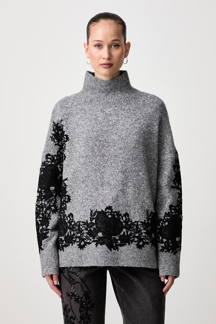 Joseph Ribkoff Sweter damski z dodatkiem wełny szary 264935