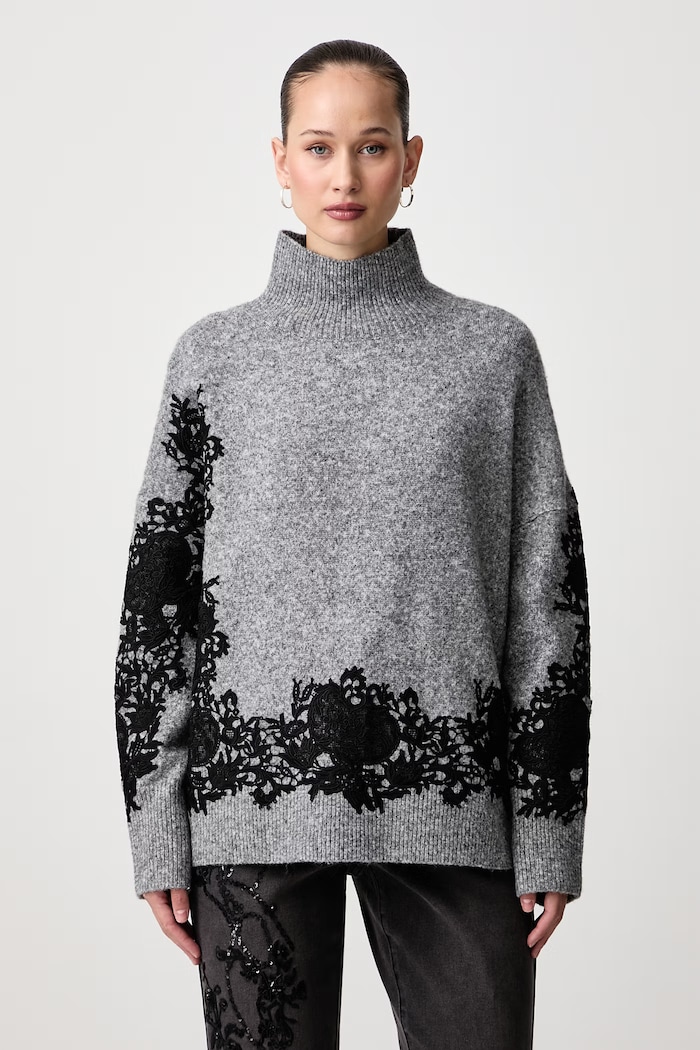 Joseph Ribkoff Sweter damski z dodatkiem wełny szary 264935