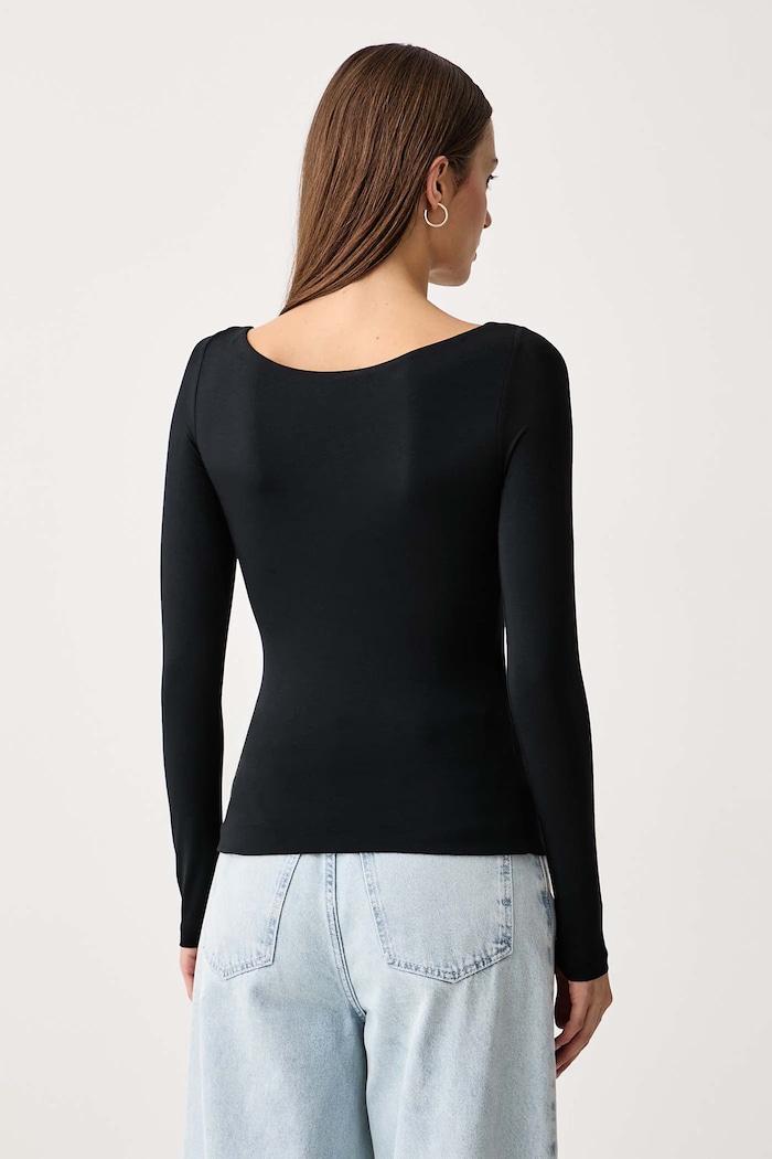 Odzież Le Privé Longsleeve damski z modalem MARIETTE TOP NOIR LP00821 czarny