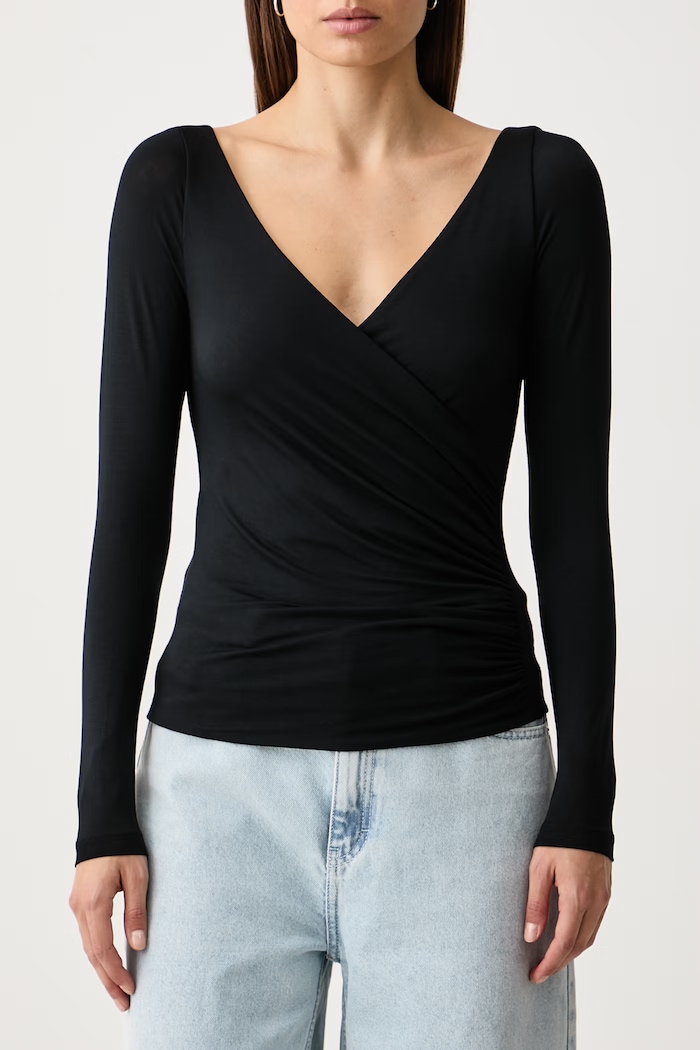 Longsleeve damski z modalem MARIETTE TOP NOIR Le Privé LP00821 czarny