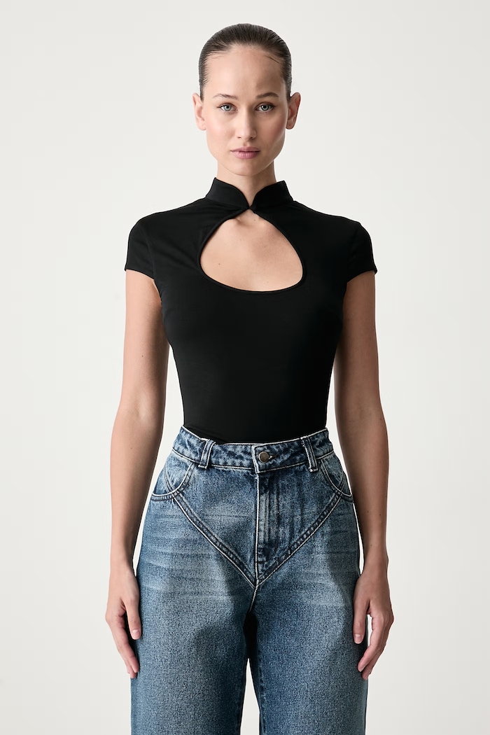 Le Privé Bluzka damska z modalem CORALIE TOP NOIR czarny LP00823