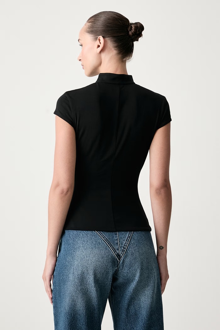 Odzież Le Privé Bluzka damska z modalem CORALIE TOP NOIR LP00823 czarny