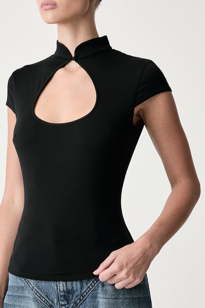 Bluzka damska z modalem CORALIE TOP NOIR Le Privé LP00823 czarny