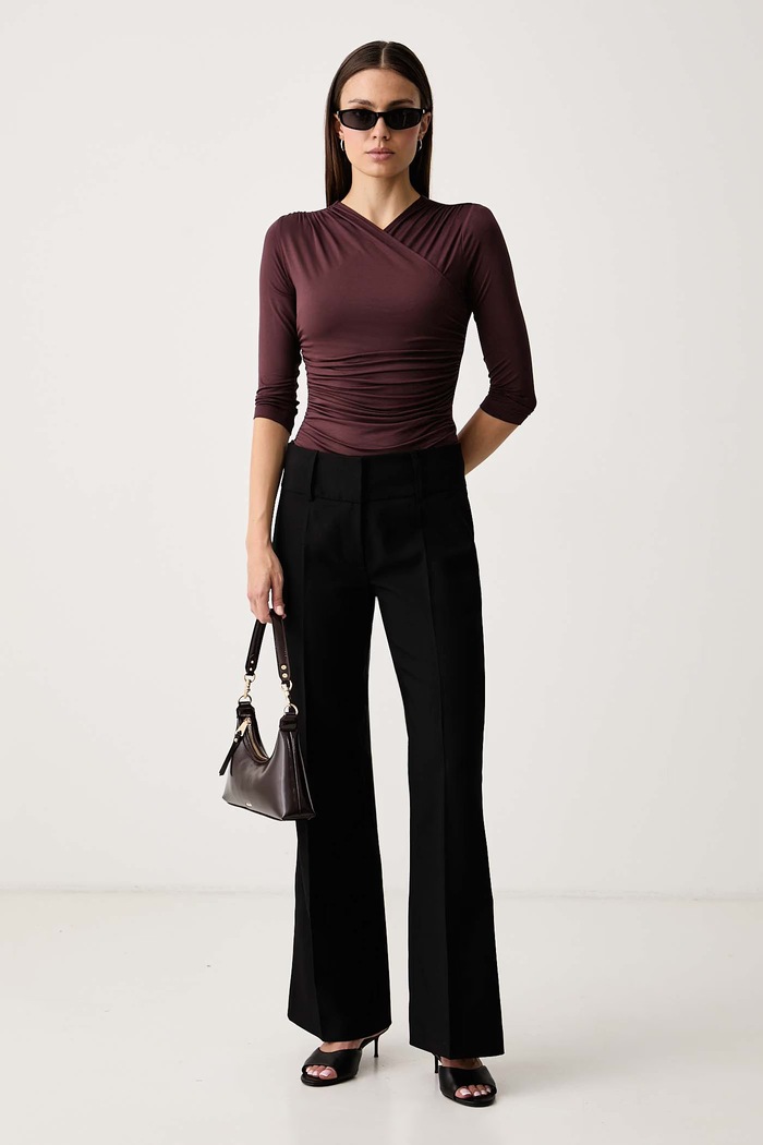 Le Privé Longsleeve damski z modalem AMANDINE TOP PRUNE LP00820 bordowy AW26