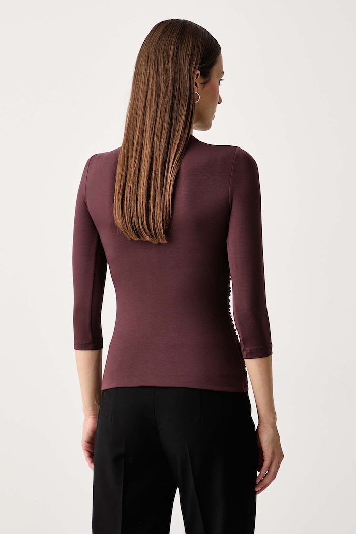 Odzież Le Privé Longsleeve damski z modalem AMANDINE TOP PRUNE LP00820 bordowy