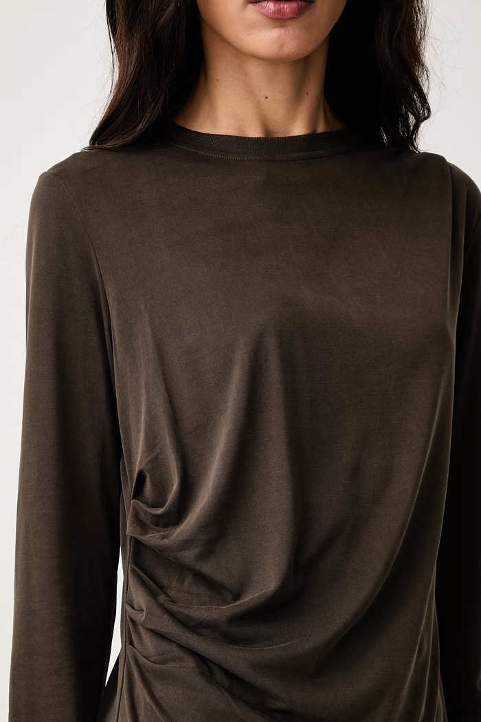 Longsleeve damski z modalem Mos Mosh 180730 brązowy