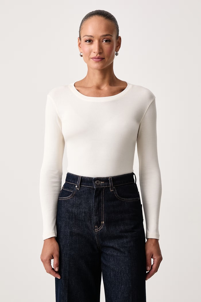 Mos Mosh Longsleeve damski z modalem beżowy 180760