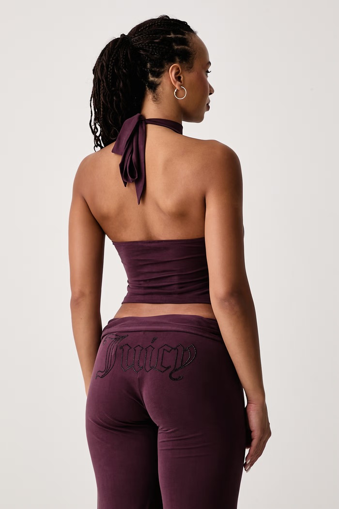 Oblačila Juicy Couture Top ženski z viskozo WESLEY TIE BACK TOP JCWCT226331 bordo