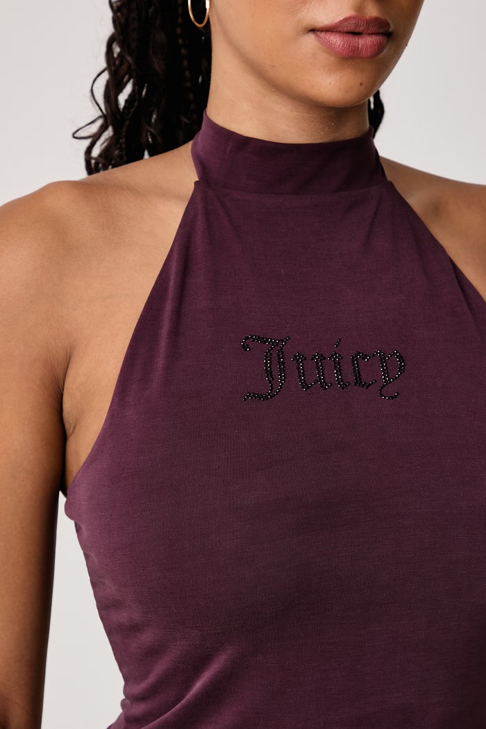 Top ženski z viskozo WESLEY TIE BACK TOP Juicy Couture JCWCT226331 bordo