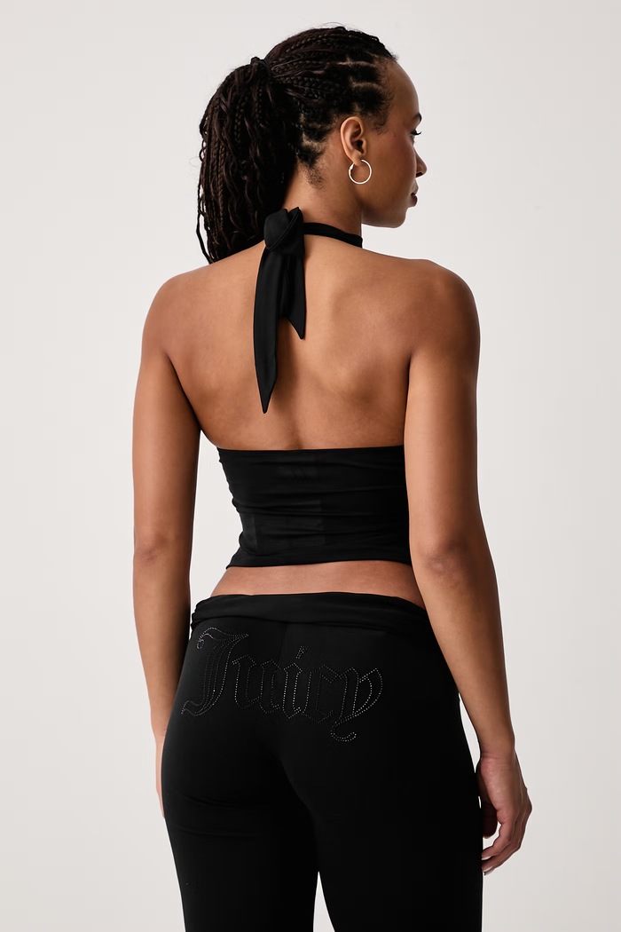 Oblačila Juicy Couture Top ženski z viskozo WESLEY TIE BACK TOP JCWCT226331 črna