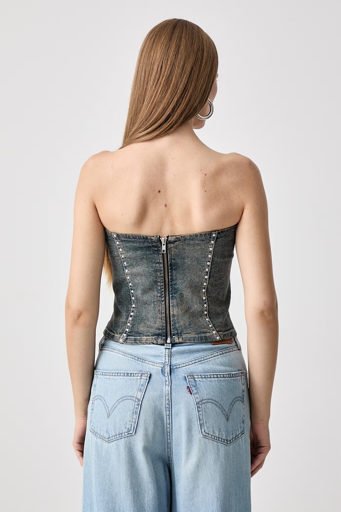 Odjeća Juicy Couture Top za žene traper STUD CORSET JCDCT226955 roza