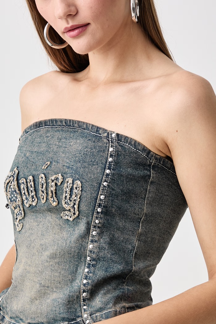 Top za žene traper STUD CORSET Juicy Couture JCDCT226955 roza