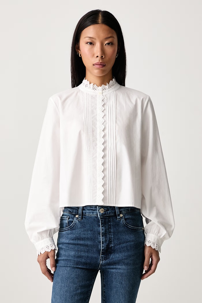 Frame THE KEEPSAKE PINTUCK BLOUSE camicia in cotone da donna bianco WE26WBL015
