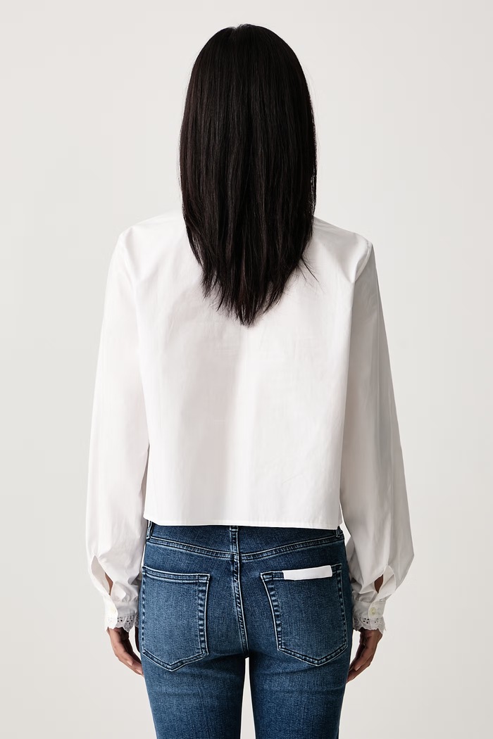 Abbigliamento Frame THE KEEPSAKE PINTUCK BLOUSE camicia in cotone da donna WE26WBL015 bianco