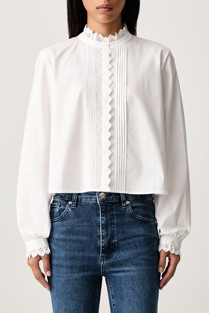 THE KEEPSAKE PINTUCK BLOUSE camicia in cotone da donna Frame bianco WE26WBL015