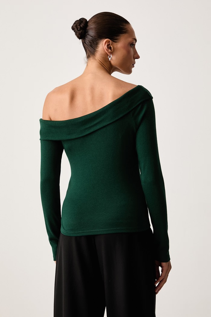 Oblačila Levi's Majica z dolgimi rokavi ženska z modalom CLARA RIB OFF SHOULDER LS 008ST zelena