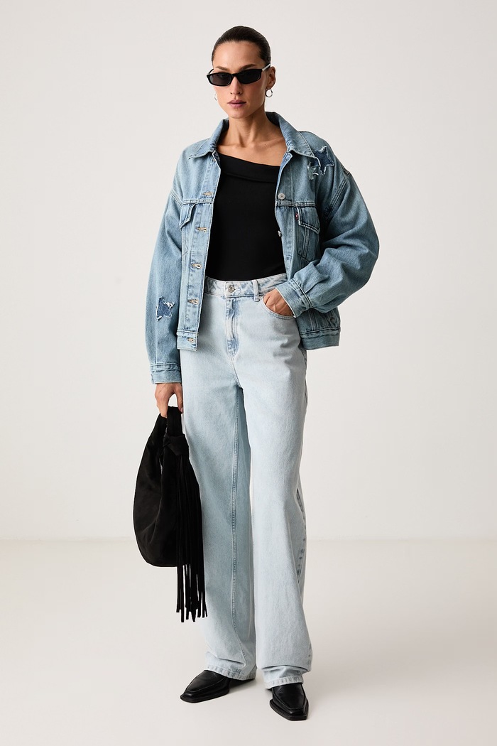 Levi's Majica z dolgimi rokavi ženska z modalom CLARA RIB OFF SHOULDER LS 008ST črna AW26