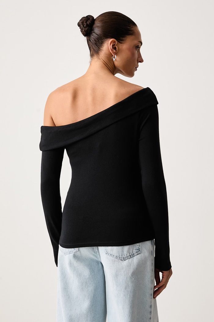 Oblačila Levi's Majica z dolgimi rokavi ženska z modalom CLARA RIB OFF SHOULDER LS 008ST črna