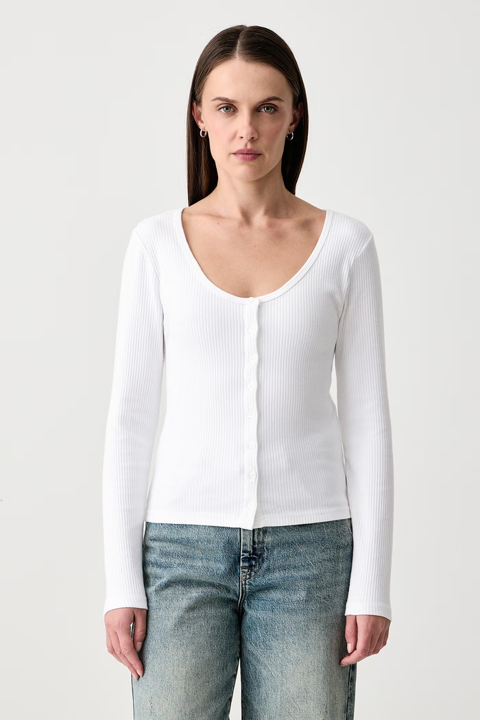 Levi's Kardigán dámsky bavlnený s elastanom AUSTEN BUTTON THROUGH LS biela 0088R