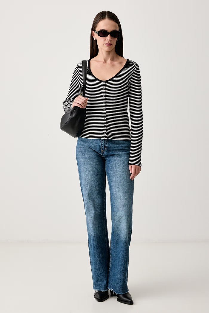 Levi's Kardigán dámsky bavlnený s elastanom AUSTEN BUTTON THROUGH LS 0088R čierna AW26