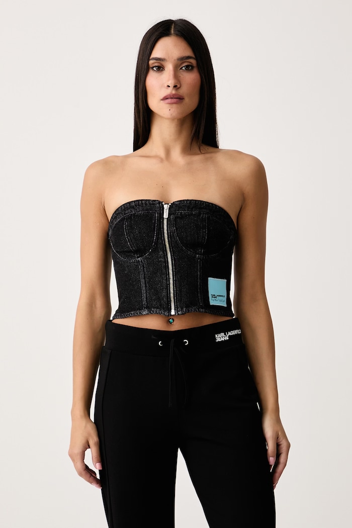 Karl Lagerfeld Jeans Top damski jeansowy x Pietro Terzini czarny B4W11030