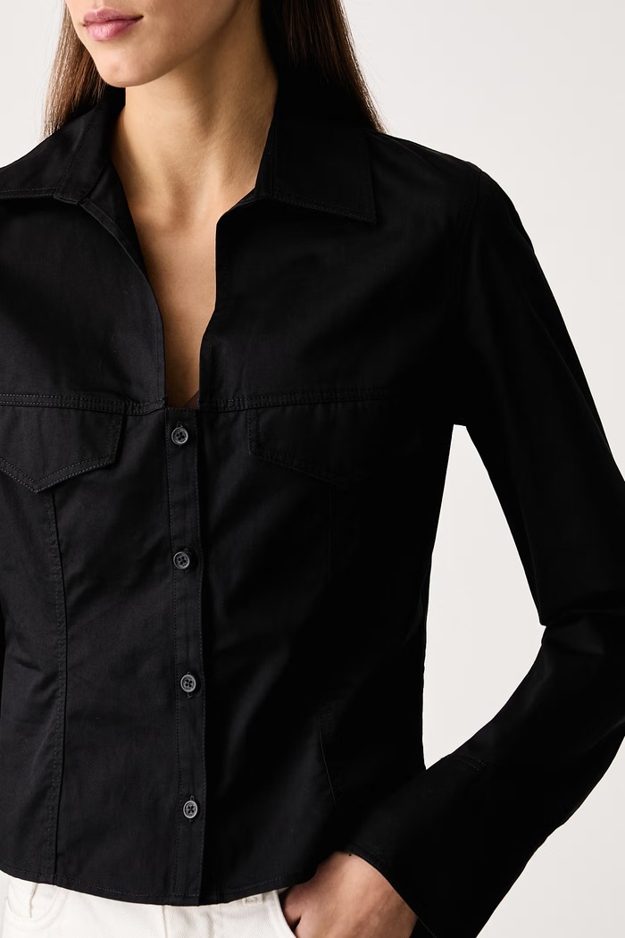 Риза дамска от памук Karl Lagerfeld Jeans B4W11023 черен