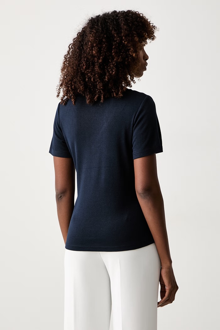 Odzież Morgan T-shirt basic damski z wiskozą DIWINA granatowy
