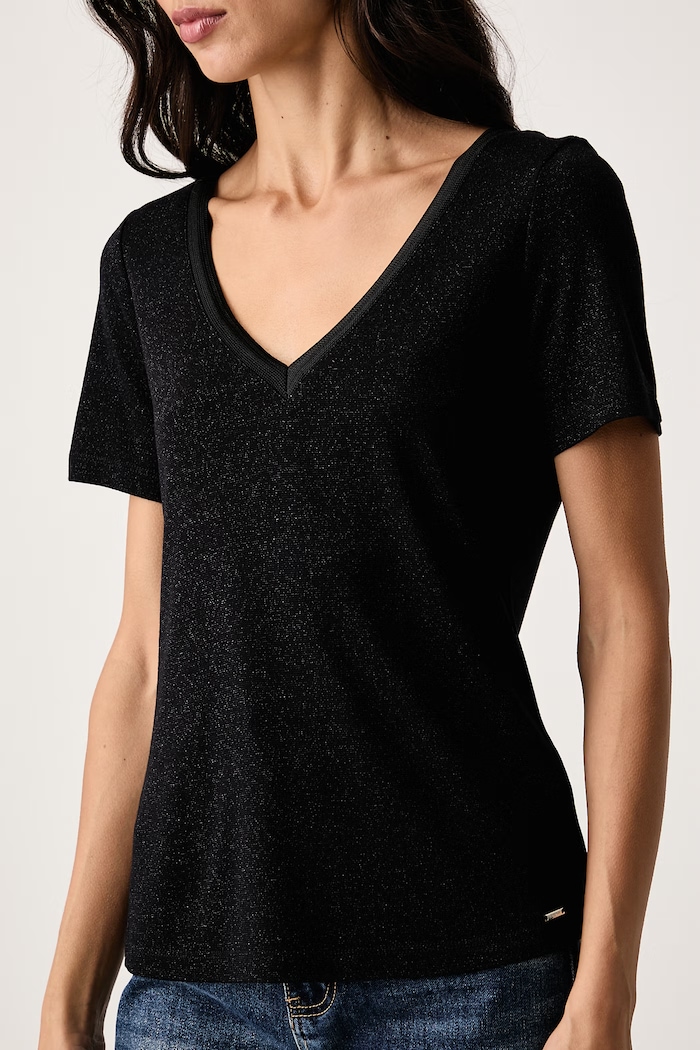 Tricou basic pentru femei cu vâscoză Morgan DIWINA negru