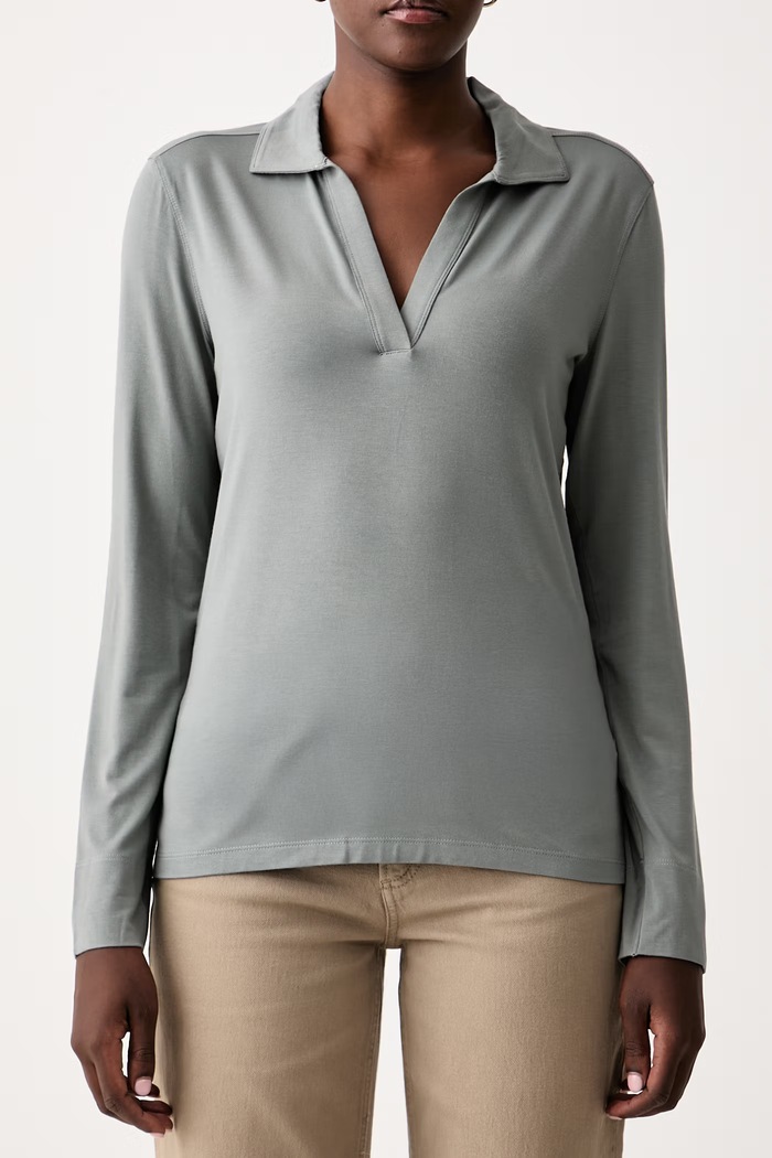 Longsleeve damski z wiskozą Marc O'Polo 5000012009 zielony
