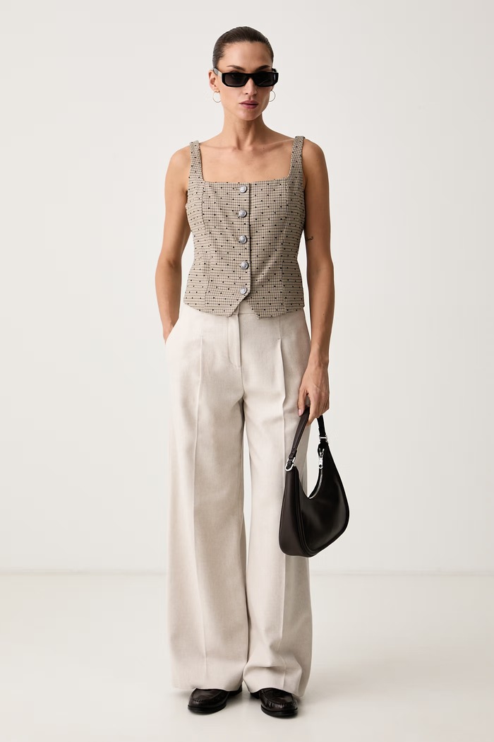 DKNY Bluzka na ramiączkach damska z wiskozą UG6VM485 beżowy AW26