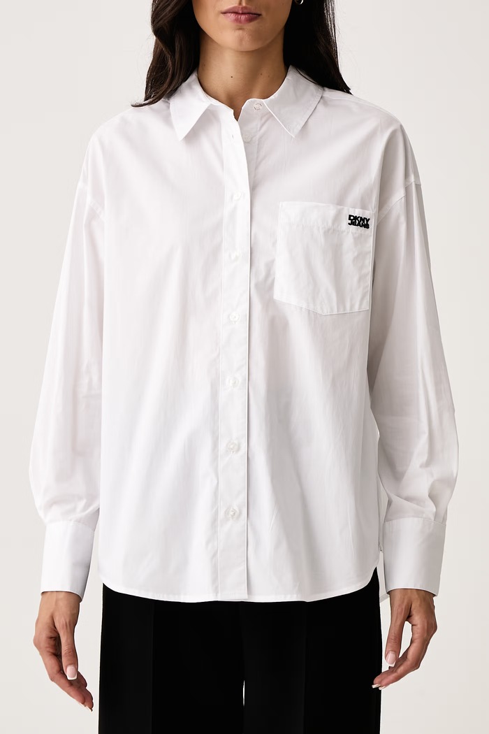 Koszula damska bawełniana DKNY DJ6W2325 biały