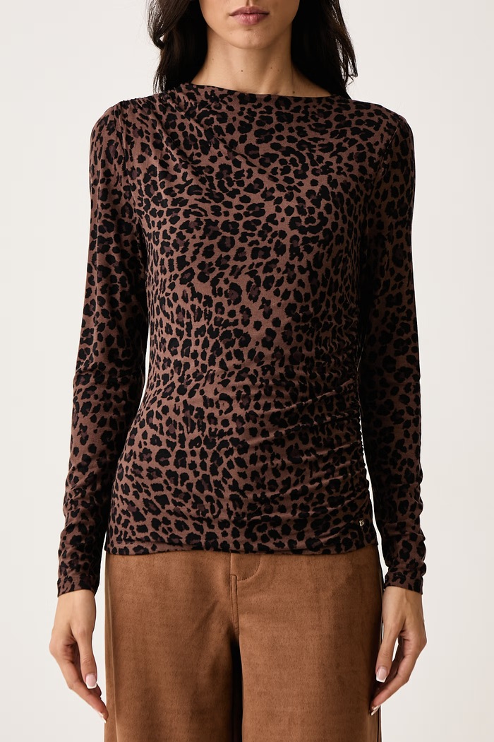 Longsleeve damski DKNY DJ6T1825 brązowy