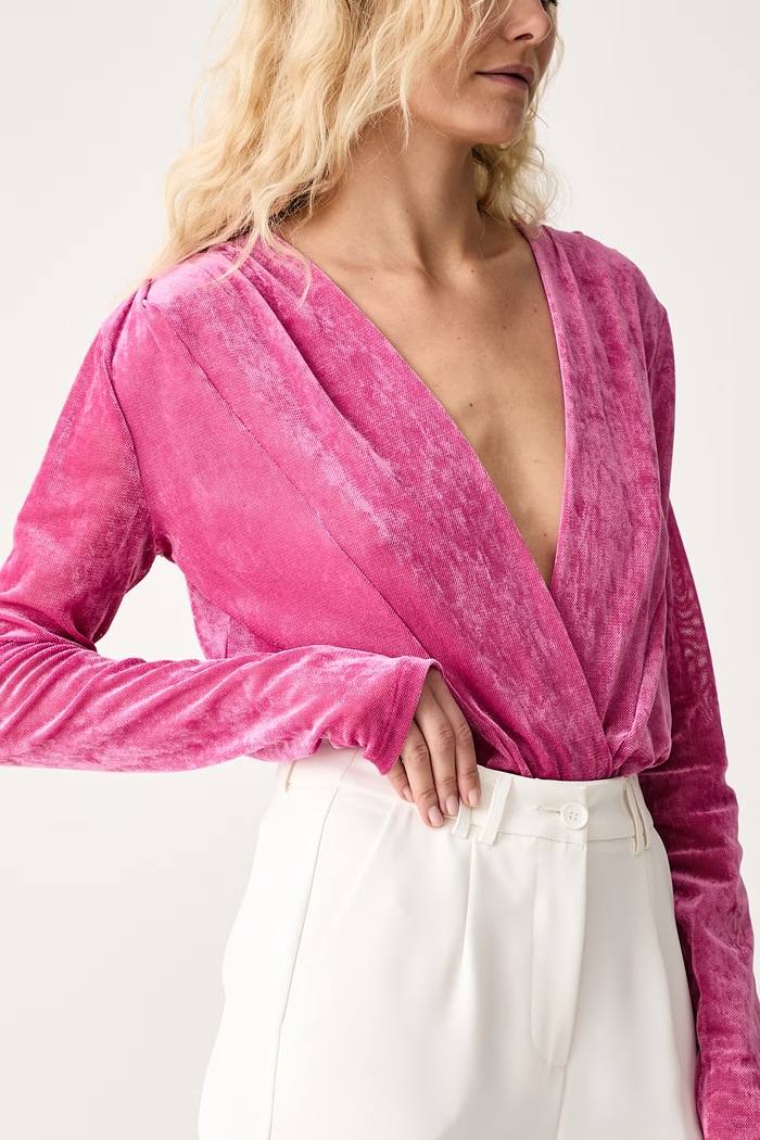 Body damskie welurowe Patrizia Pepe 2M0001.J0082 różowy