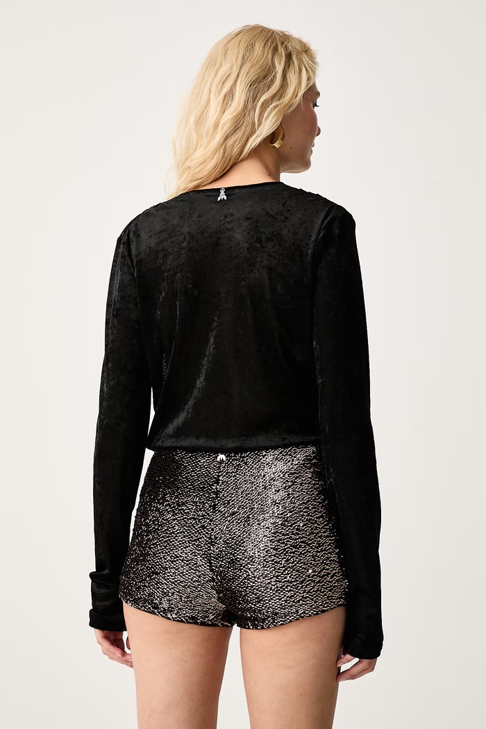 Odzież Patrizia Pepe Body damskie welurowe 2M0001.J0082 czarny