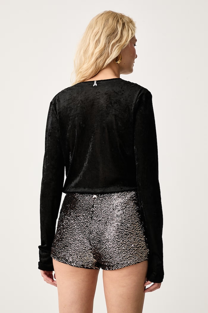Odzież Patrizia Pepe Body damskie welurowe 2M0001.J0082 czarny