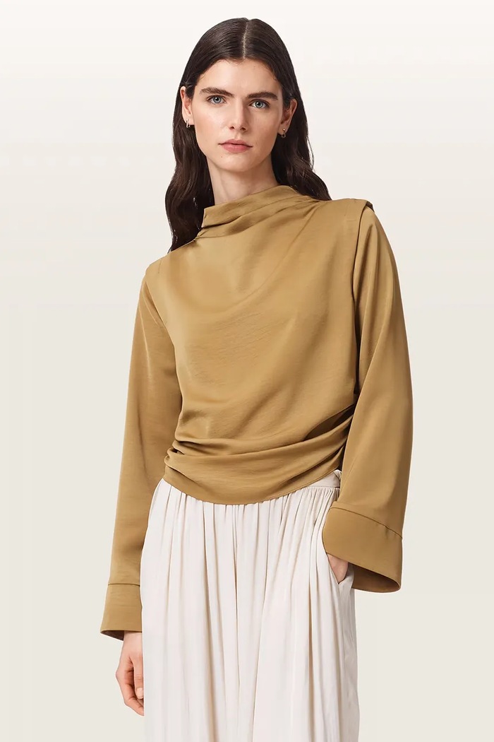 AllSaints Bluzka damska LESLIE brązowy W164PC