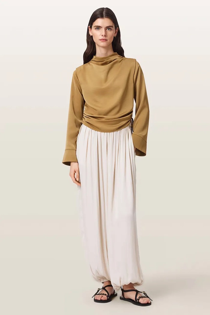 Odzież AllSaints Bluzka damska LESLIE W164PC brązowy