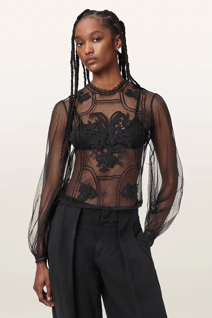 AllSaints Bluzka damska CESCA czarny W043PF